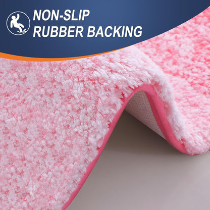 OLANLY Large Bathroom Rugs - Extra Soft Microfiber Mat 50x30 | Quick Dry, Rubber Backing, Pink