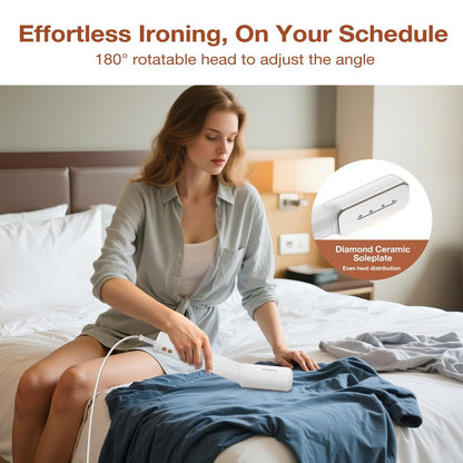 Newbealer 2in1 Travel Iron, 100-240V Clothes Steamer, 2 Steam Levels, Gold