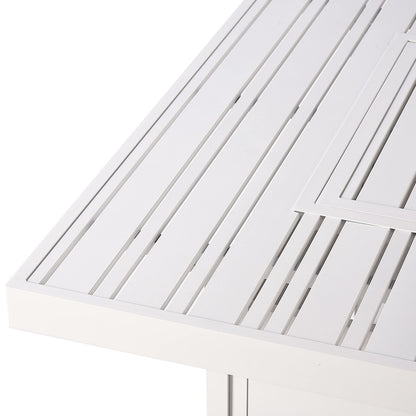Oakland Living Square 42 in. x 42 in. Aluminum Propane Fire Pit Table with Glass Beads, Two Covers, Lid, 57,000 BTUs in White Finish
