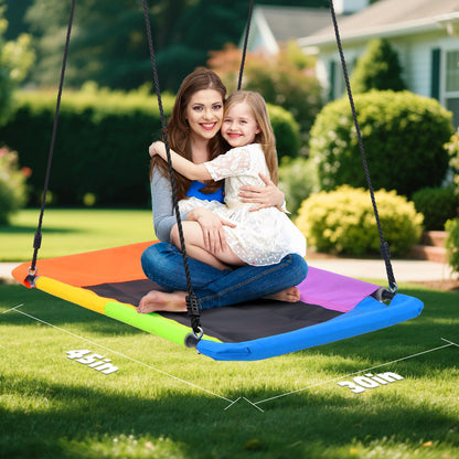 Hapfan 9.5' Tall Swing Sets for Backyard with Platform Swing, Heavy Duty Metal Swingset Outdoor for Kids with Trapeze Bar (Green and Brown)