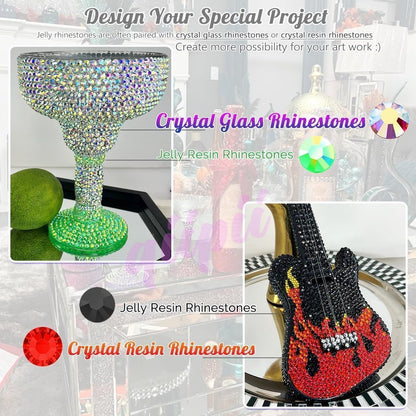 qiipii 48 Color 3mm Jelly AB & Crystal Colorful Resin Rhinestones for Bedazzling Crafting SS10 Flatback Stones Gems Diamonds Charms for Nails Eyes Face Makeup Beauty Tumblers Bottles DIY Crafts Shoes