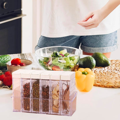 Anberky 12 PCS Spice Shaker Jars, Salt and Pepper Shakers Set, Seasoning Shaker Boxes Condiment Set, Plastic Spice Dispenser Cases Clear Seasoning Storage Container Bottles with Lid & Tray (#A)
