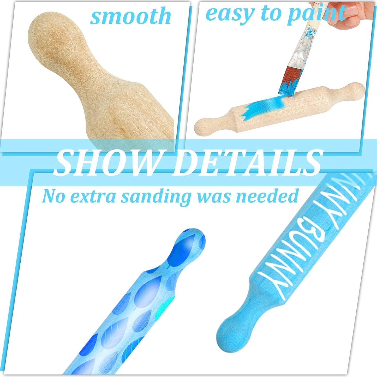 20 (6 Inches) Suclain Pcs Wooden Mini Rolling Pin Long Kitchen Baking Small Dough Rolling Pin for Children Fondant