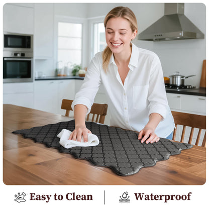Arenarug Upgrade Scalloped Embossed Kitchen Mats for Floor 2PCS Cushioned Anti Fatigue Waterproof Foam Kitchen Rugs Non Slip Washable Comfort Standing Mat for Office Sink Laundry, Black
