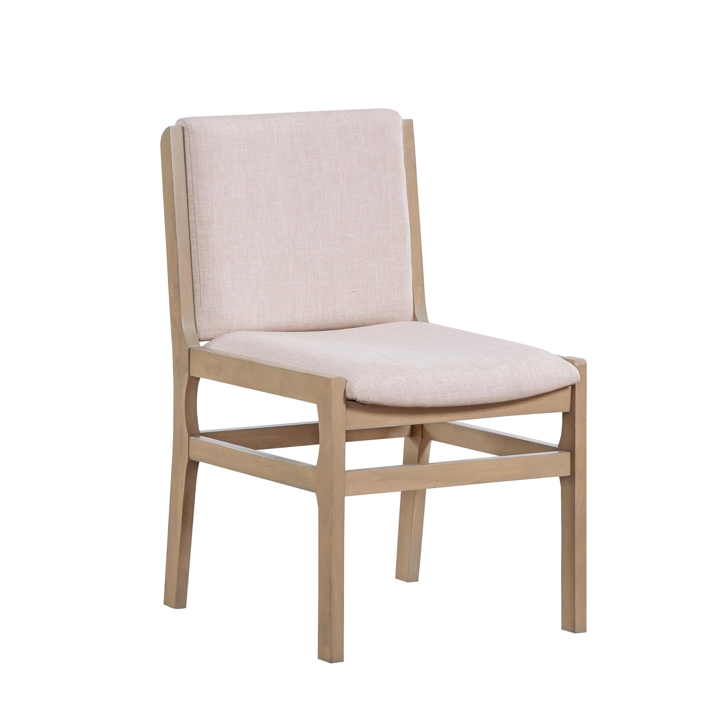 Christopher Knight Home Dash Rubber Wood Dining Chairs Set of 4, Modern Upholstered Dining Chairs, Armless Kitchen Chairs, Dining Room Living Room Accent Chair for Extra Seat, Light Natural+Beige