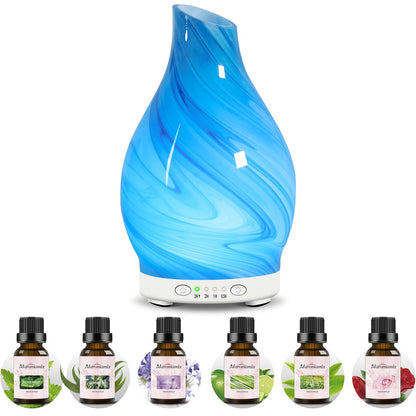Essential Oil Diffuser 120ML Glass Ultrasonic Aromatherapy Oil Diffuser-Aroma Humidifier Glass Diffuser,7 Color Changing Light Waterless Auto-Off-Ultra-Quiet for Sleeping Yoga Home Office and Spa