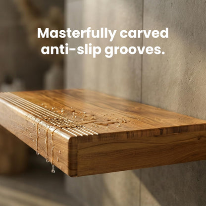 Minimalist 60″Floating Teak Shower Bench: Warm, Easy to Install (No Tile!), Holds 670 lbs for a Modern Bathroom.