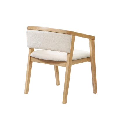 Christopher Knight Home Yunara Comfy Boucle Upholstered Dining Chairs Set of 2, Wooden Kitchen Chair with Curved Open Backrest, Mid Century Modern Living Room Chairs Set of 2, Beige + Oak