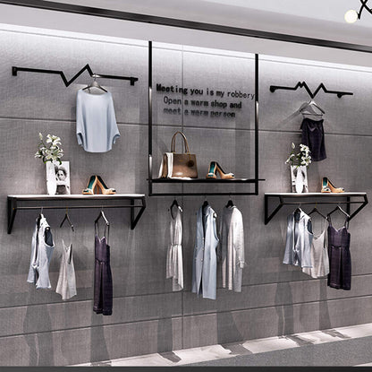 JHNKOJ Heavy Wall-Mounted Metal Garment Rack, Commercial Clothing Store Display Rack Suspended Ceiling Hanger, Clothes Hanger Rod for Retail Stores,H