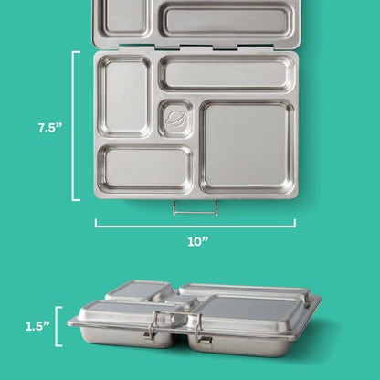 PlanetBox Rover Stainless Steel Bento Box Style Lunch Box Kit for Kids with 5 Compartments – Stardust Edition includes Insulated Lunch Bag, Leakproof Food Containers and Matching Magnets