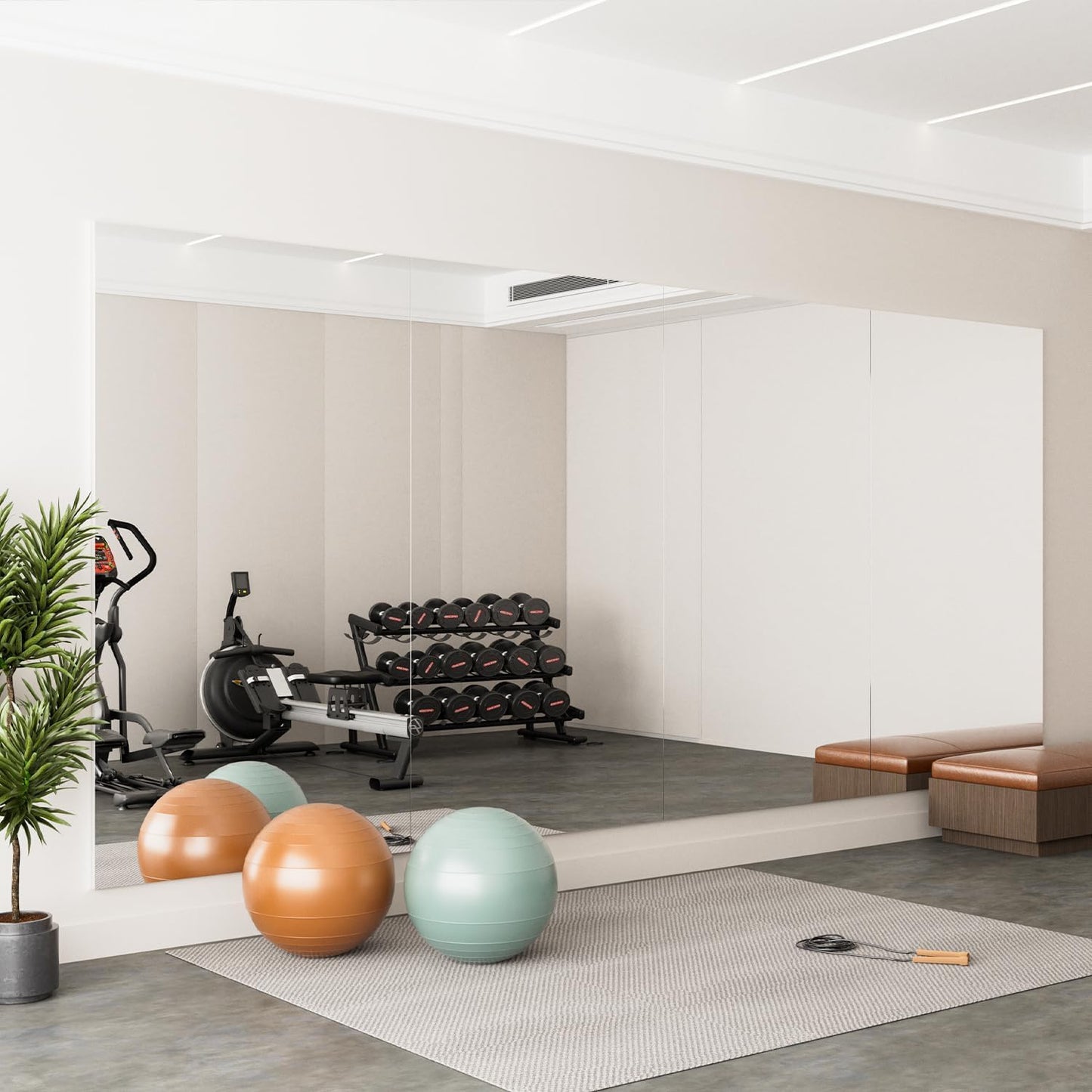 brisafe 75" x 94" (2PCS 75" X 47") Gym Mirror - Full Length Wall Mirror for Gym/Dance Studio/Home/Yoga - Easy to Install, Lightweight Glassless Miorror, Reduces 60% Commercial Insurance Costs