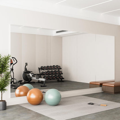 brisafe 75" x 94" (2PCS 75" X 47") Gym Mirror - Full Length Wall Mirror for Gym/Dance Studio/Home/Yoga - Easy to Install, Lightweight Glassless Miorror, Reduces 60% Commercial Insurance Costs