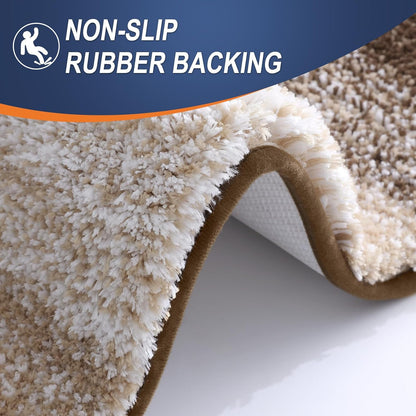 OLANLY Bathroom Runner Rug - Extra Soft Microfiber Mat, Quick Dry & Washable, 44x24, Light Brown