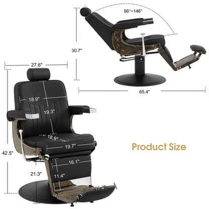 BarberPub Vintage Barber Chair Heavy Duty Metal Frame All Purpose Hydraulic Recline Beauty Salon Spa Equipment 2905