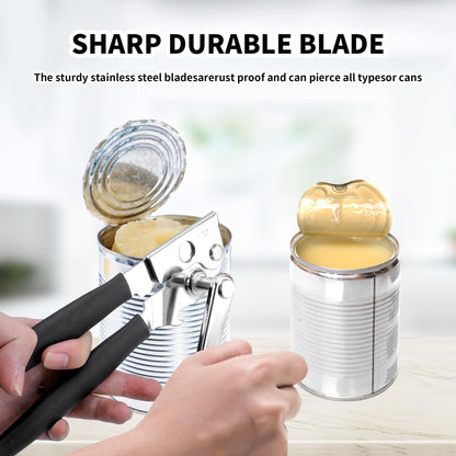 KEJJNYER 2 Pack Commercial Can Opener Manual Heavy Duty, Stainless Steel Handheld Can Openers for Large Cans, Smooth Edge Crank Can Opener for Kitchen