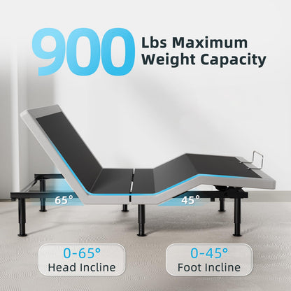 Yiree Full Adjustable Bed Base Frame, Wireless Remote & Lift Motor, Dual USB Ports,Ergonomic Upholstered Bed Frame, Under Bed Lighting, Independent Head and Foot Tilt