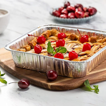 10pack- 8 x 8 Aluminum Foil Pans, Disposable Heavy Duty Square Baking Cake Pans for Homemade Breads