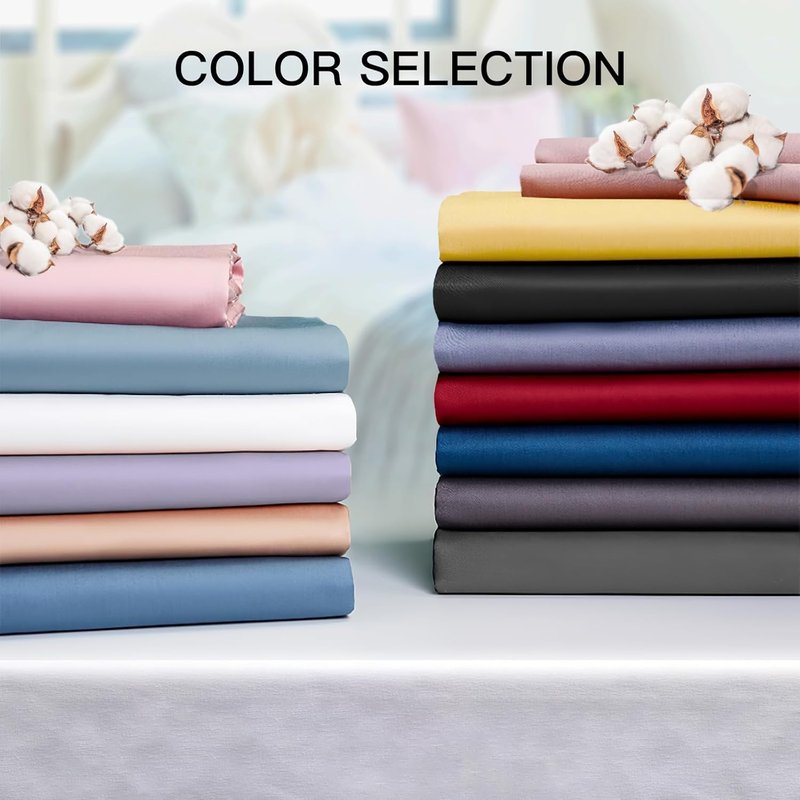100% Cotton Standard Pillowcases Set of 2, Deep Dream 600 Thread Count Pillow Cases, 20x26 Inches, Super Soft and Breathable Envelope Closure (Cream)