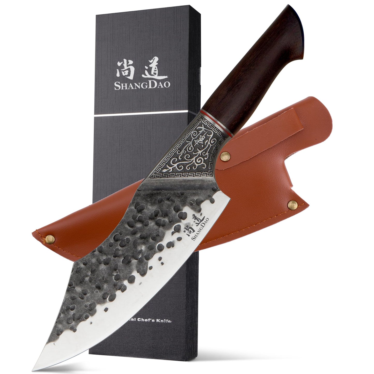 SHANGDAO 7" Chef Knife - Butcher Knife for Meat, Japanese High Carbon Meat Cleaver Knife, Hand Forged Meat Cutting Knife, Ultra Sharp Kitchen Knife for Home, Camping BBQ Cooking Knife