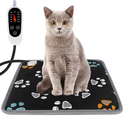 furrybaby Pet Heating Pad, Waterproof Dog Heating Pad Mat for Cat with Durable Anti-Bite Tube Indoor for Puppies Dogs Cats (1 Pack Black, 17 X 17in, Temp Adjustable)