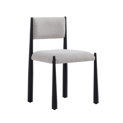 Manhattan Comfort Lennor Dining Chairs Set of 2, Upholstered in Boucle Fabric, Side Seating with Metal Frame, Mid Century Modern Accent, Fully Assembled Furniture, Champagne