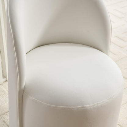 KEIKI Upholstered Swivel Barrel Chair, Mid-Century Modern Velvet Accent Armchair for Living Room, Bedroom, Makeup Vanity, 360° Rotating Sofa Chair, Cream
