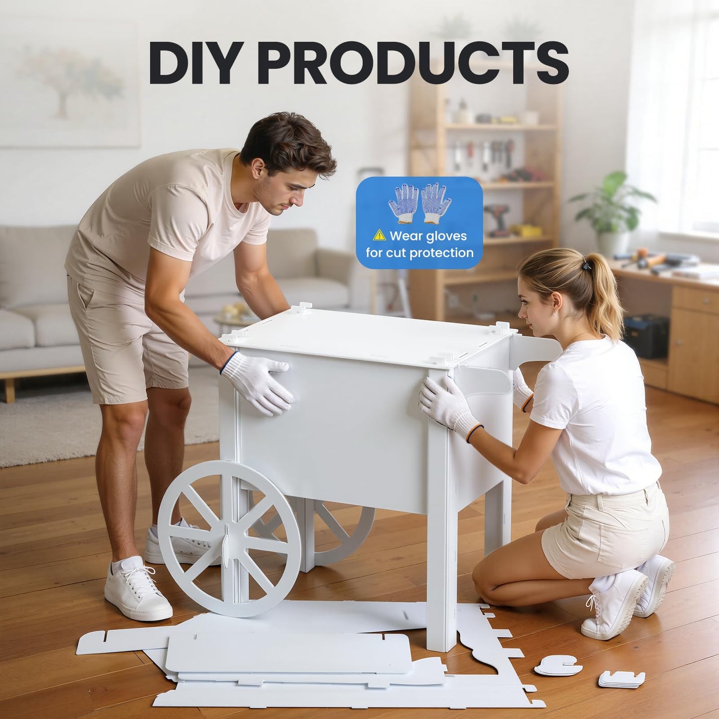 imprsv Candy Cart, Tool-Free Assembly Dessert Cart PVC Candy Cart with Wheels for Party Birthday Decor