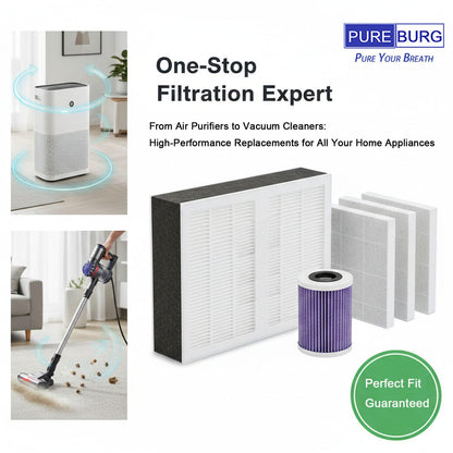 PUREBURG Replacement Pre-Filter Compatible with Molekule Air Purifier, 2-Pack High-efficiency HEPA Activated Carbon 2-in-1 Air Clean Dust VOCs Odor