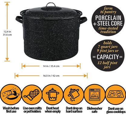 Supa Ant Canning Supplies - Water Bath Canning Pot with Rack & Lid - Starter Kits Set for Beginners - Stainless Steel Water Bath Canner Kit & Rack - Rack, XL Ladle, Measuring Cups, Kitchen Funnel