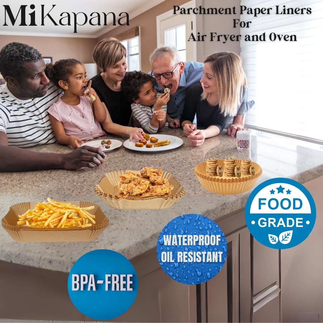 Air Fryer Liners Disposable, Non Stick Parchment Paper for Baking, 100 Pcs Square 7.9"