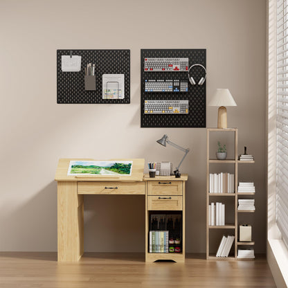 GatherHome Drafting Table with Storage Cabinet & Drawers, Adjustable Drawing Table with Open Shelves, Craft Art Desk for Artists, Painters, Drawing, Crafting, Reading, Writing, Working