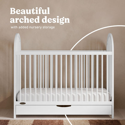 Graco Olivia 3-in-1 Convertible Crib with Drawer – Converts from Baby Crib to Toddler Bed and Daybed, GREENGUARD Gold Certified, Baby Safety Alliance Verified, Easy Assembly (White)