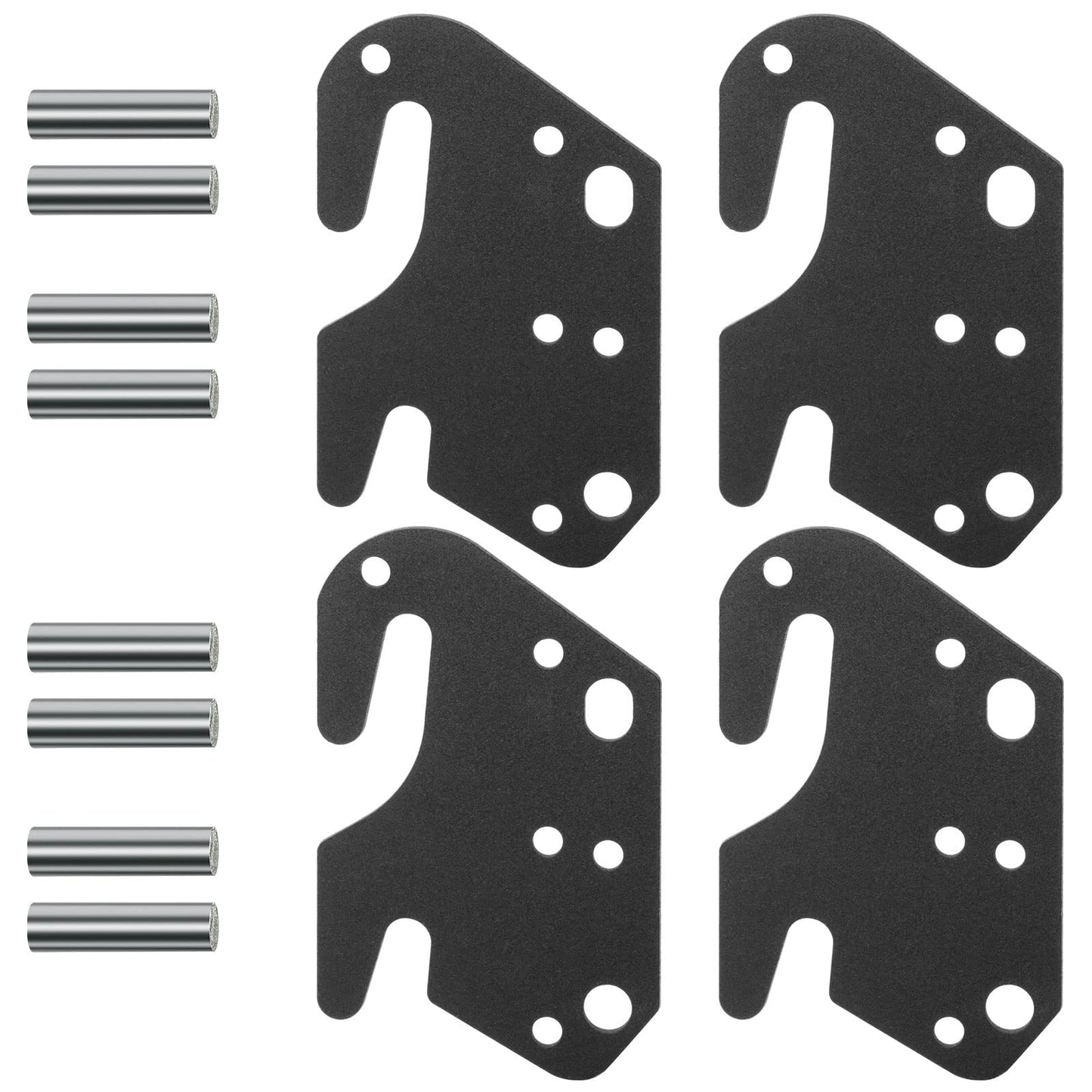 KOPKIO 4 PCS Universal Wood Bed Rail Hook Plates for Headboard Footboard Bed Frame Bracket, Wooden Bed Hook On Bed Rails with Mounting Hardware, Black