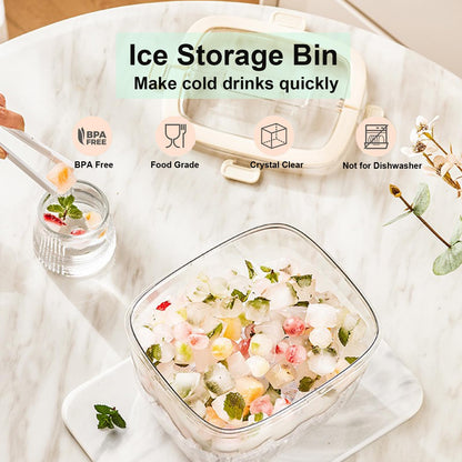 Siuper 4QTS Ice Cube Storage Bin with Sealed Lid for Freezer Clear Ice Bucket w/ Tong for Bar Hotel Refrigerator Containers for Home Beverage Cooler for Whiskey Wine Beers Party Outdoor 8.5*6.6*7.4in
