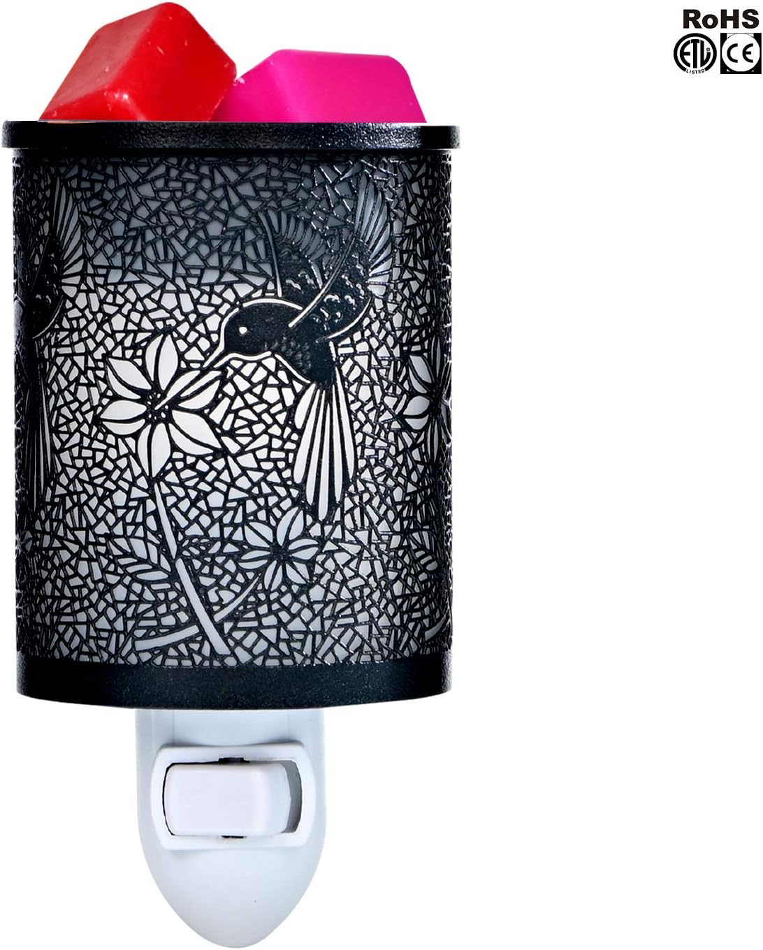 ASAWASA Metal Plug-in Wax Warmer with Silicone Liner, Electric Wax Burner Melter Night Lamp for Home Decor, Hummingbird