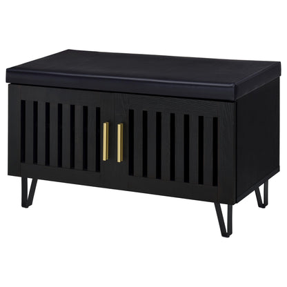 Coaster Home Furnishings Brixton 2-Door Padded Entryway Shoe Storage Bench Black