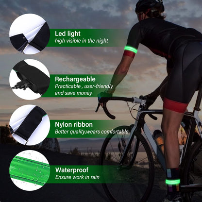 Molbory LED Bracelet USB, Pack of 4 LED Reflective Band Light Bracelet Running Bracelet Light Strip Children's Light Strips Reflective Band Light for Jogging Running Running Sports