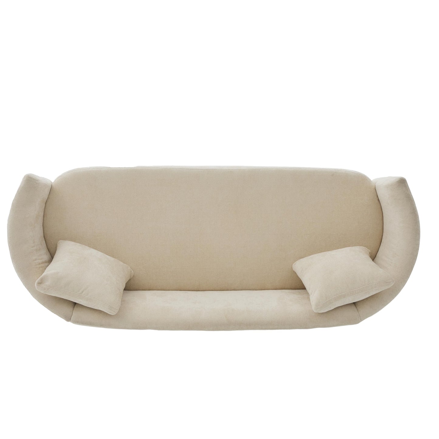 Christopher Knight Home 81 inch Curved Boucle Sofa with Wooden Base Indoor Couch Upholstered Modern Living Room Sofa Comfortable Wood Frame Seating for Home Lounge, Beige