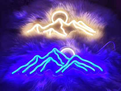 LED Decorative Lights USB Mountains Sunrise Sunset Led Neon Signs Home Decoration Wall Art Holiday Gift Brightness Adjustable 16.5''x11.8''