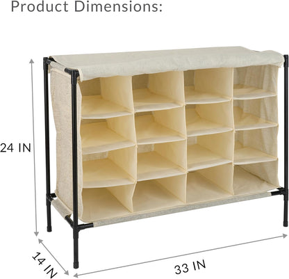 16 Closet Simplify Pair Shoe Rack with Cover | Stackable | Storage & Organization | | Bedroom | Entryway | Beige