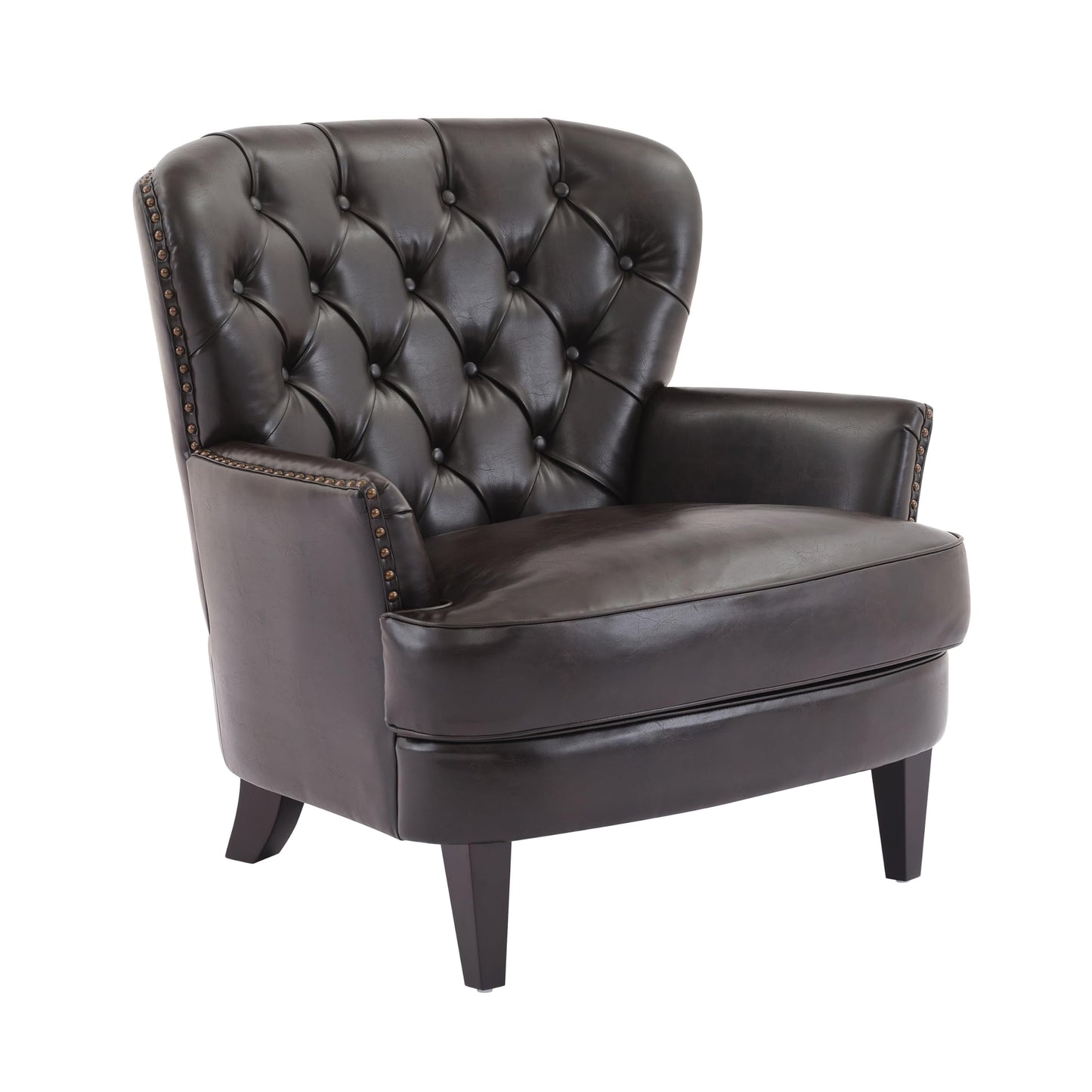 Christopher Knight Home Tafton Tufted Leather Club Chair, Brown 35D x 33.5W x 34.5H in