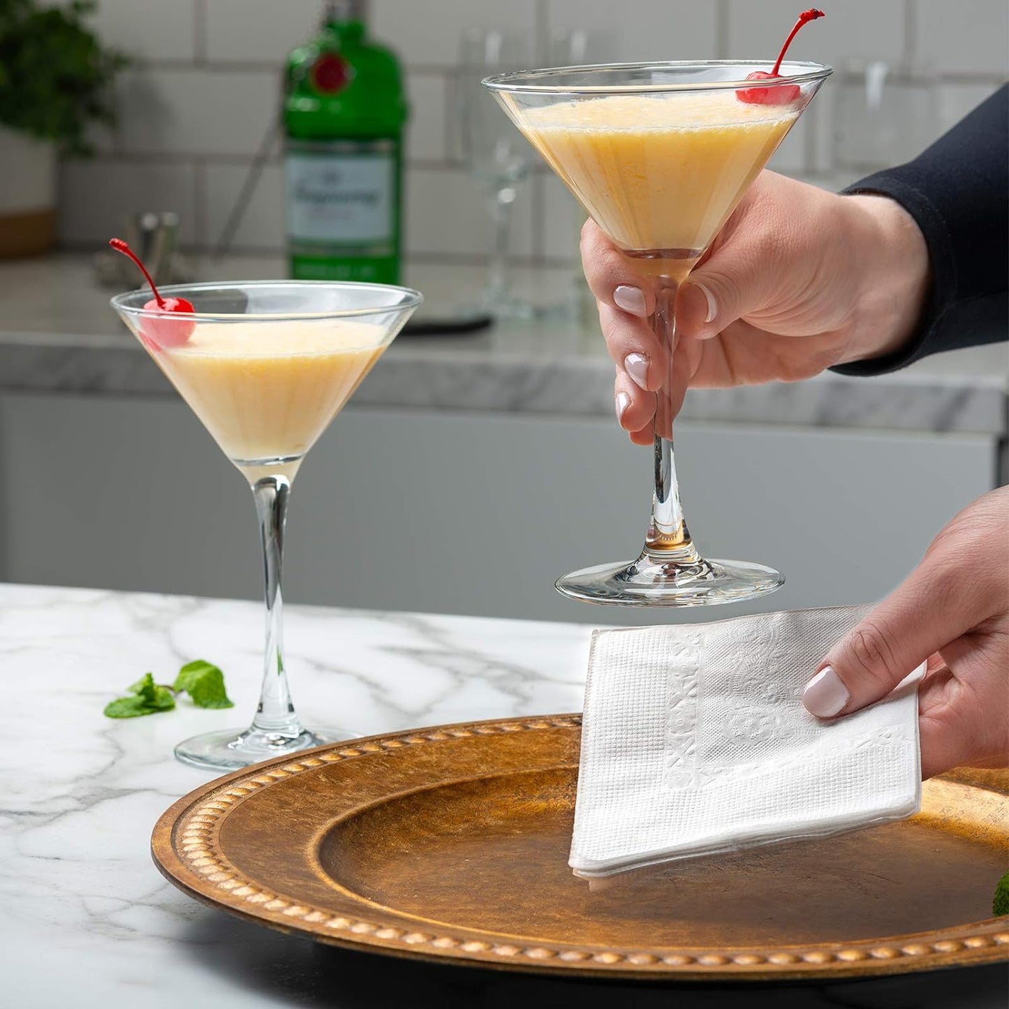 GUSTO White Beverage Napkins [500 Count - 4.5 x 4.5 Folded] - 1-Ply Bulk Cocktail Napkins for Restaurant Bar and Party