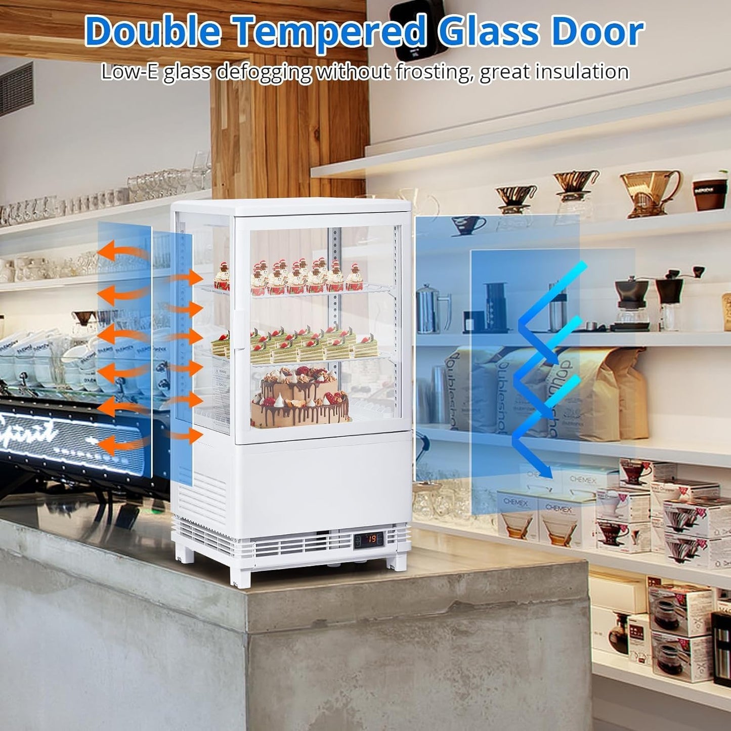 GAOMON Kxr33SQBkJRMmt1QW8Wgdw3et 8ED27DQXDW03 Countertop Refrigerator Cu.Ft. Bakery Display Case, 2.1 Cubic Feet, White