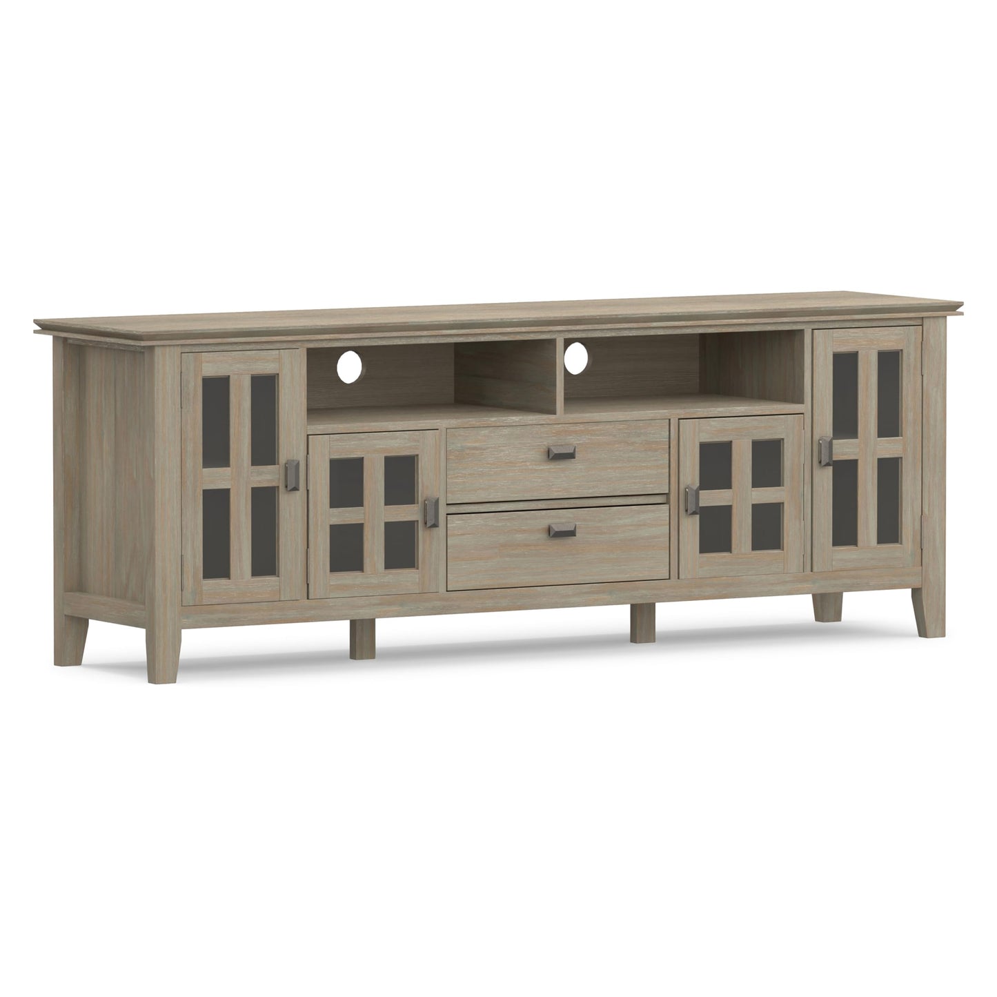 SIMPLIHOME Artisan TV Stand - 72 inch Wide Solid Wood Media Console in Distressed Grey, Contemporary Entertainment Center for Living Room for TVs up to 80 Inches with Drawers and Cable Management