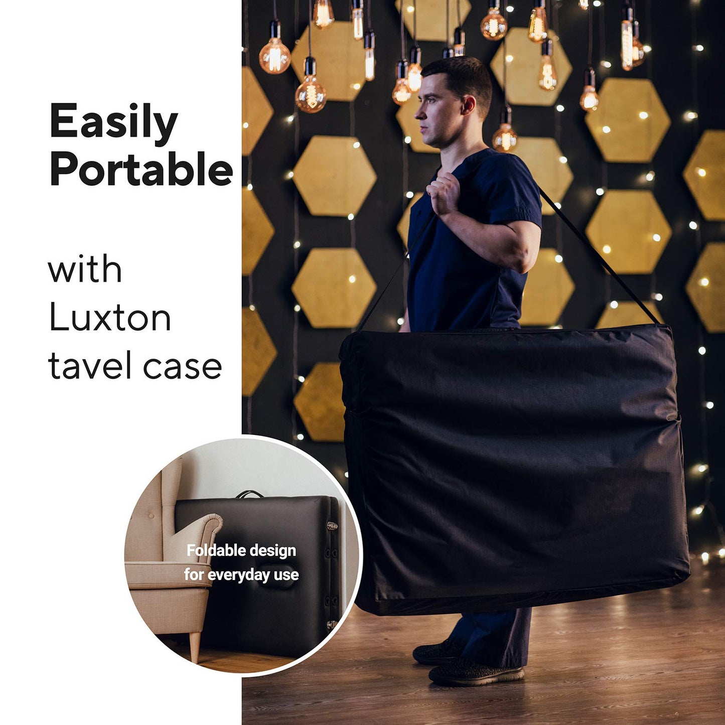 Luxton Home Memory Foam Massage Table Premium Portable Foldable Massage Bed Height Adjustable 72 Inches Long 27 Inches Wide Home Salon Spa Bed Tattoo Table with Accessories & Carrying Case Easy Set Up