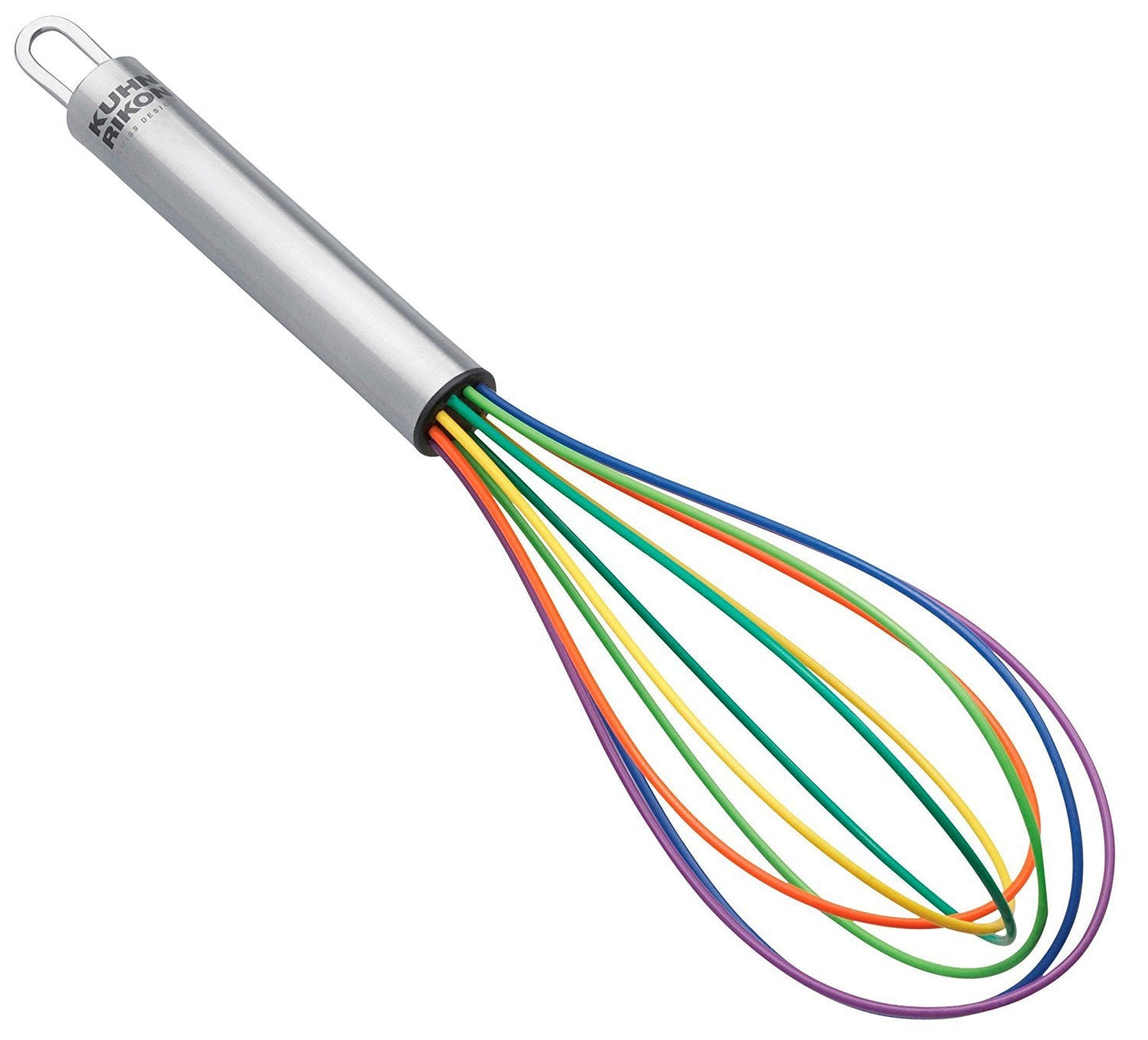 Kuhn Rikon COLORI® Silicone Balloon Whisk – For Mixing, Baking & Cooking – Non-Stick Safe, Stainless Steel Handle, Dishwasher Safe, 8 Inch, Rainbow