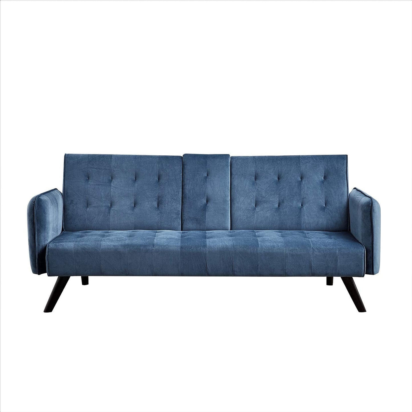 Container Furniture Direct Mid-Century Modern Velvet Uphostered Sofabed, Blue Mist