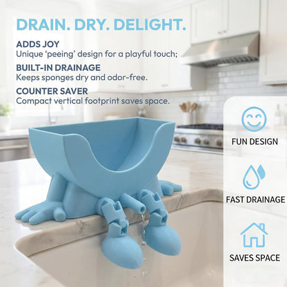 FKSWSQY 3D countertop Upgraded Hanging Sponge Rack with Drainage Holes, Suitable for Kitchen Sinks, Printed Fun Sponge