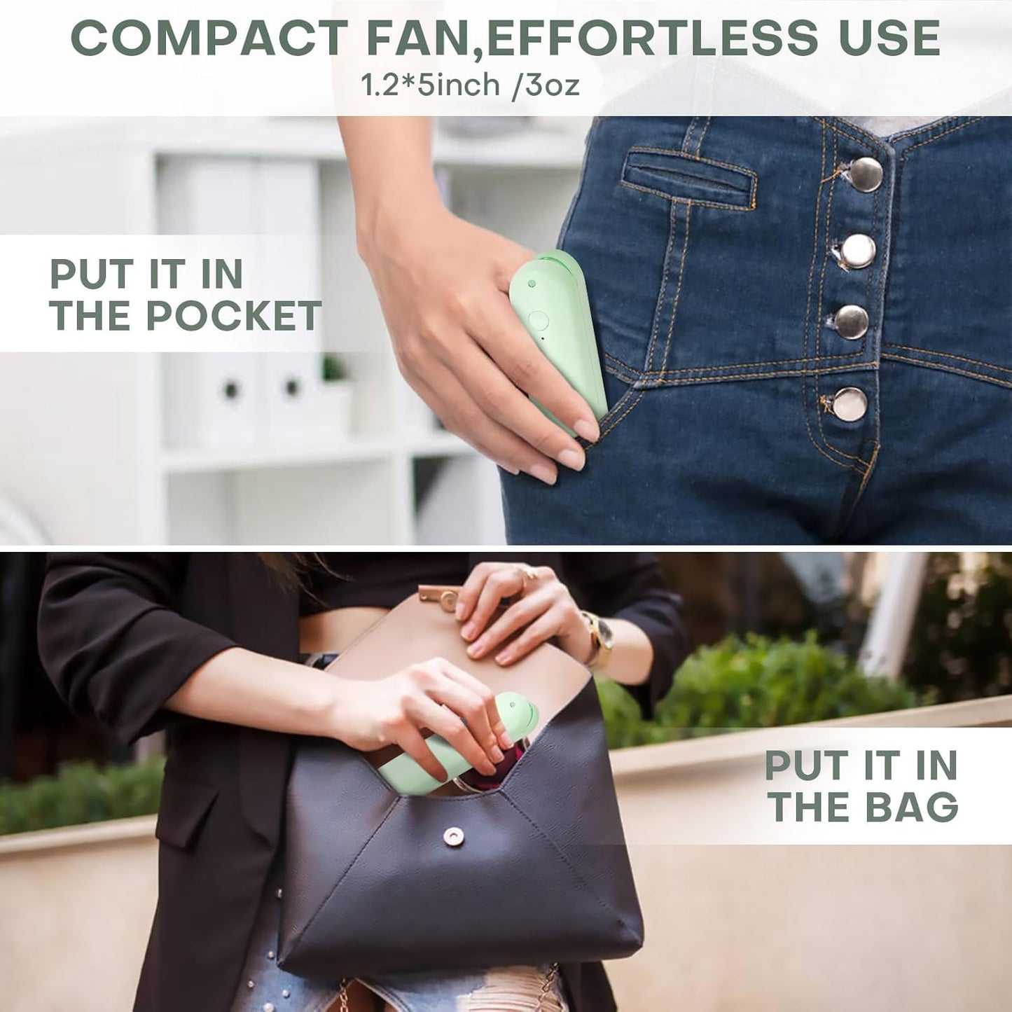 Nezylaf Handheld Mini Fan, Portable Small Pocket Fan, Rechargeable Personal Fan with Power Bank 2000mAh, Travel