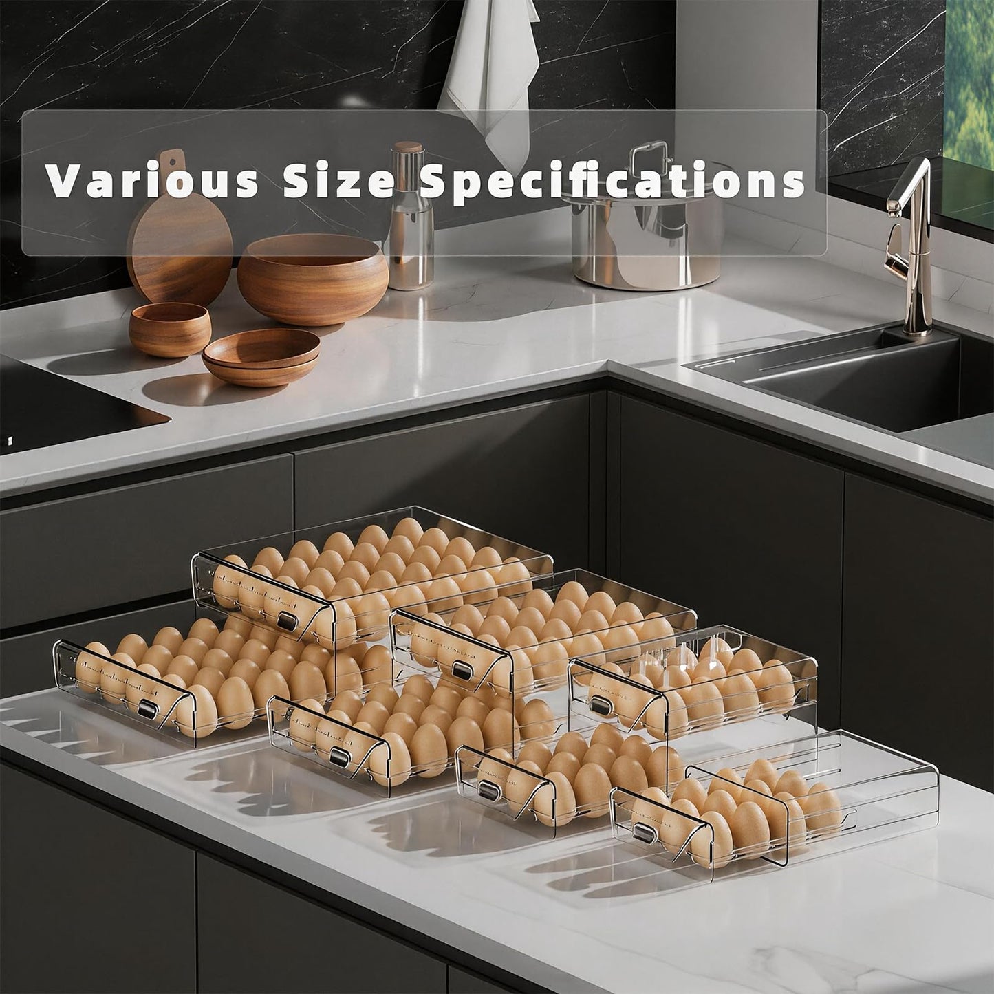 HIYOHIYO Clear 60 Egg Holder for Fridge, High Capacity Egg Container for Refrigerator, Stackable Egg Storage Trays for Countertop, Eggs Organizer for Refrigerator (2 Layer, 11.6"x 10.2"x 5.1")